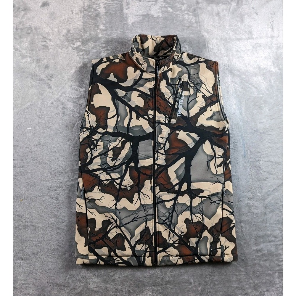THLETE Vest Mens Medium Camo Fleece Lined Full Zip Lightweight Hunting Outdoors